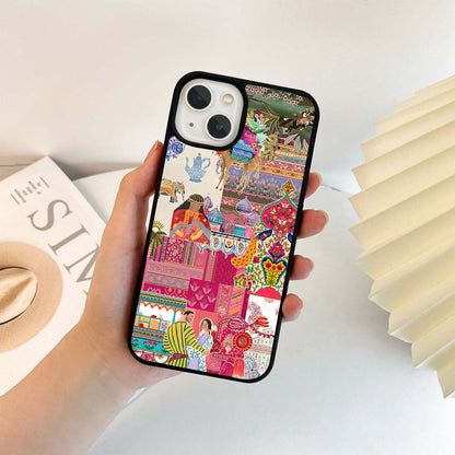 Cultural Tapestry Collage Glass Case