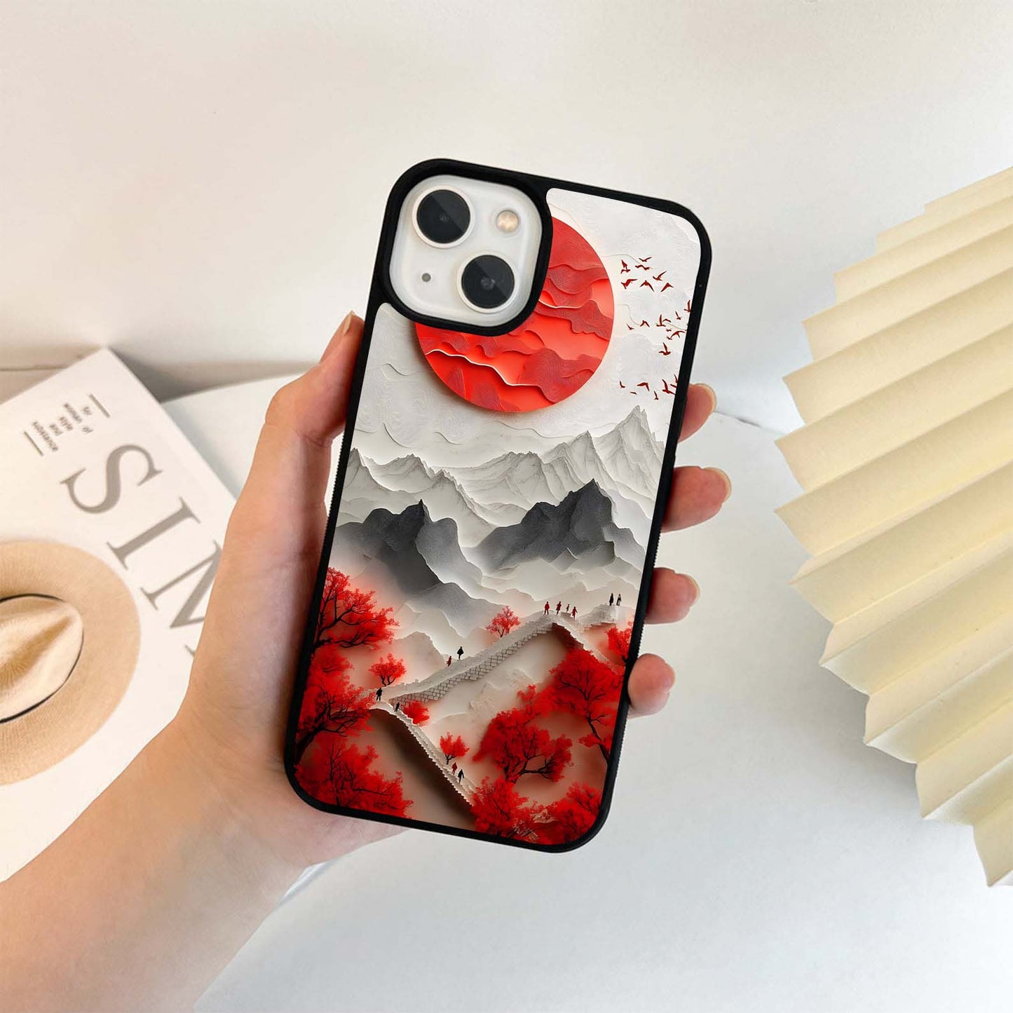 Red Sun Japan Style Glass Case