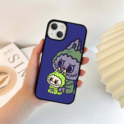 Green Labubu Sticker Glass Case