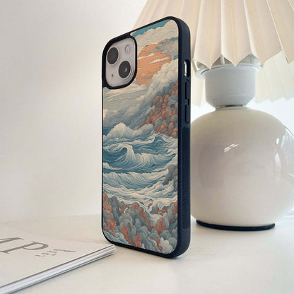 Pastel Wave Painting Glass Case