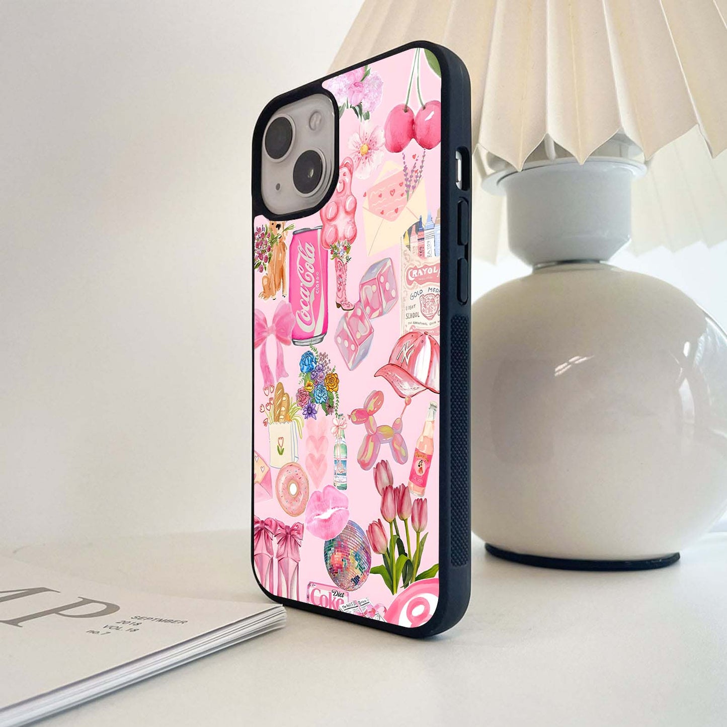 Pink Retro Pop Collage Glass Case