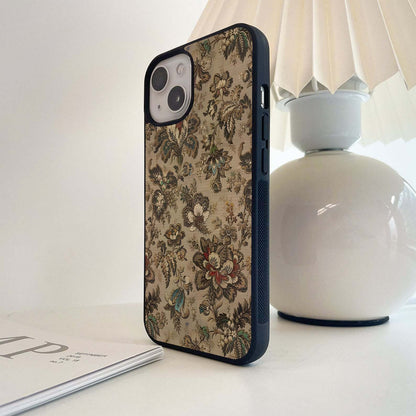 Solid Floral Print Glass Case