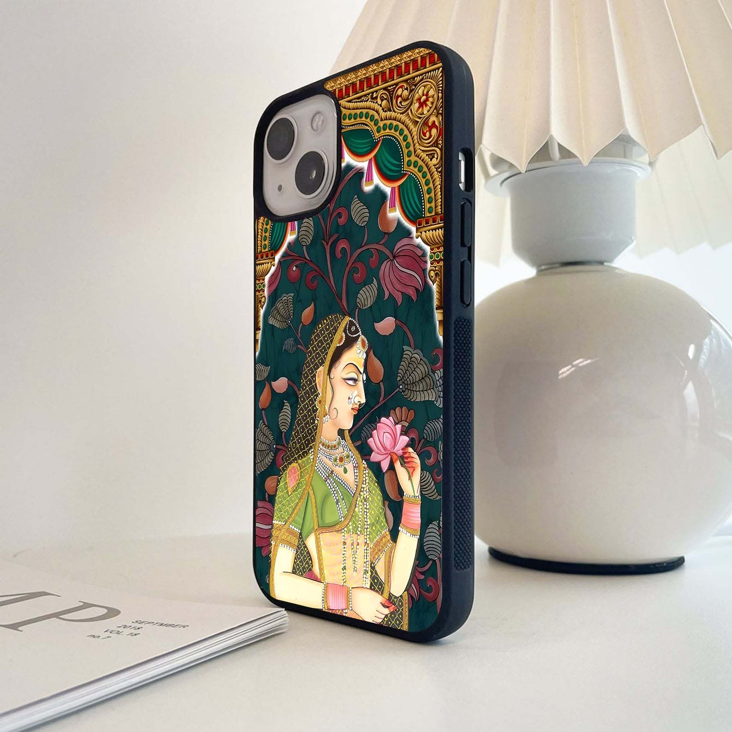 Rajasthani Woman in Arch Glass Case