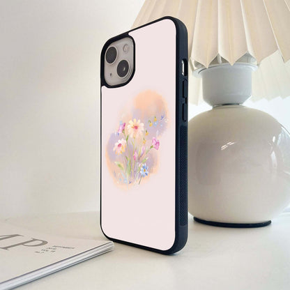 Biege Shading Flowers Glass Case