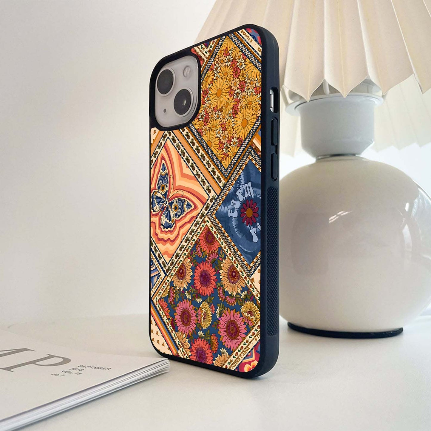 Retro Bloom Patchwork Glass Case