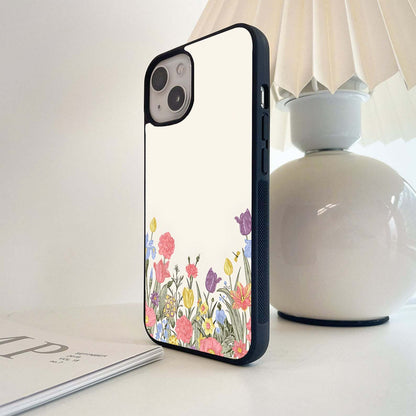 Biege With Colored Flower Glass Case