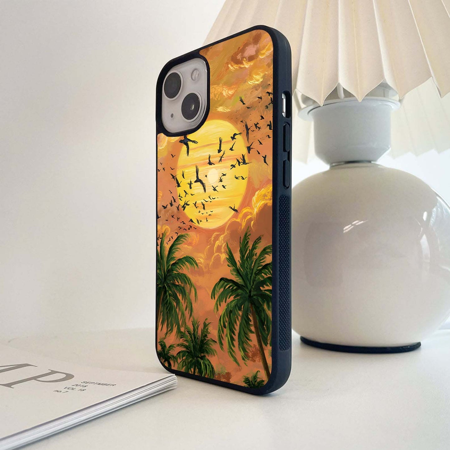 Golden Palm Scenery Glass Case