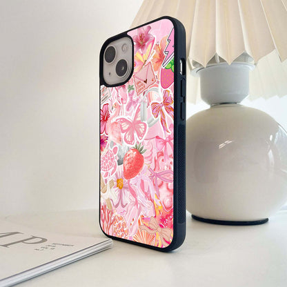 Collage of Stickers & Objects Glass Case