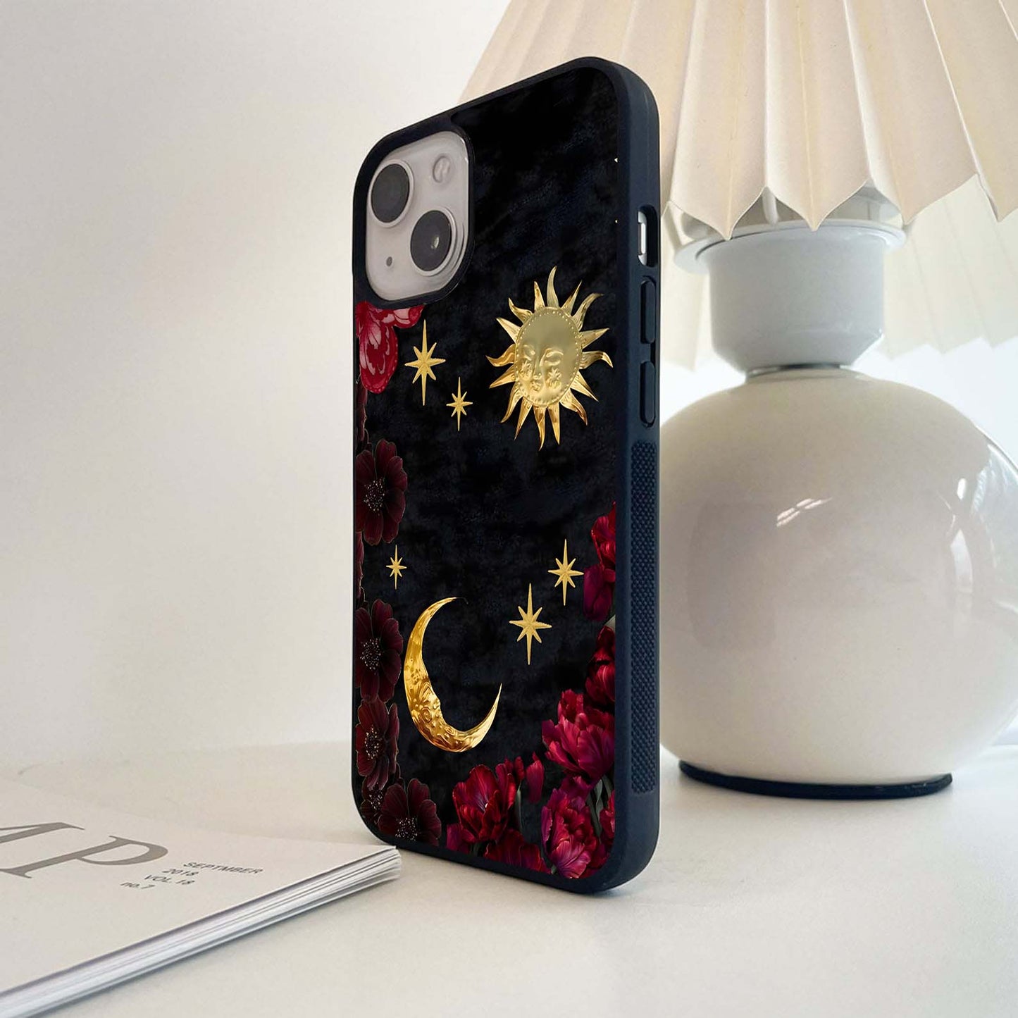 Sun Moon Flowers Glass Case