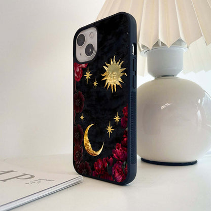 Sun Moon Flowers Glass Case