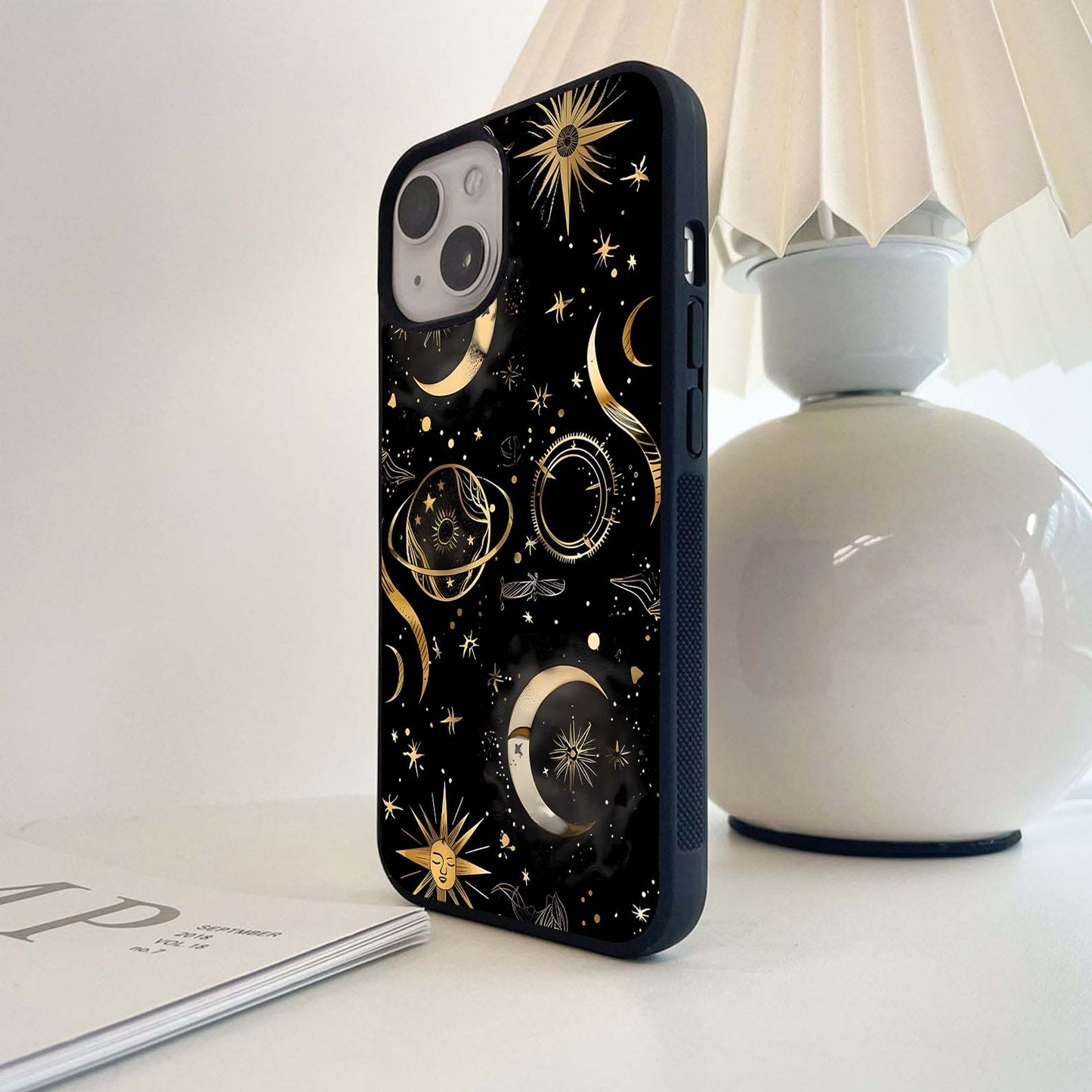 Half Moon Golden Pattern Glass Case