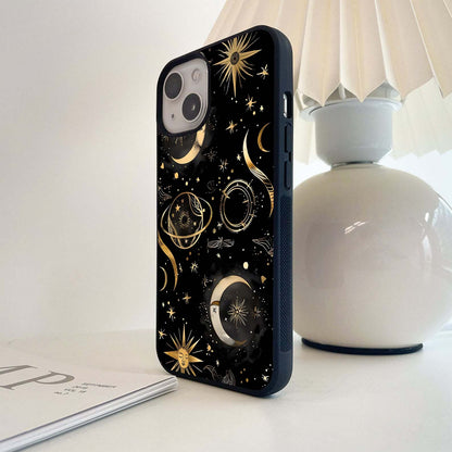 Half Moon Golden Pattern Glass Case