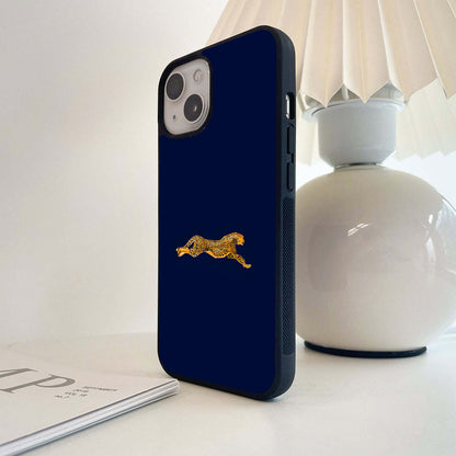 Golden Sprint With Violet Background Glass Case