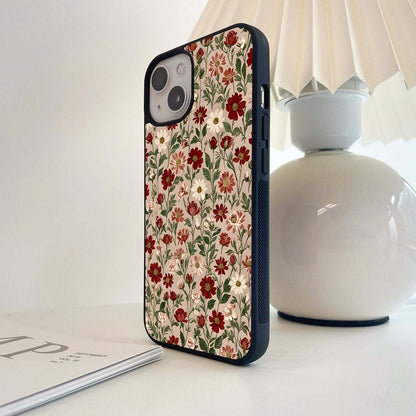 Biege Flower With Leaf Glass Case