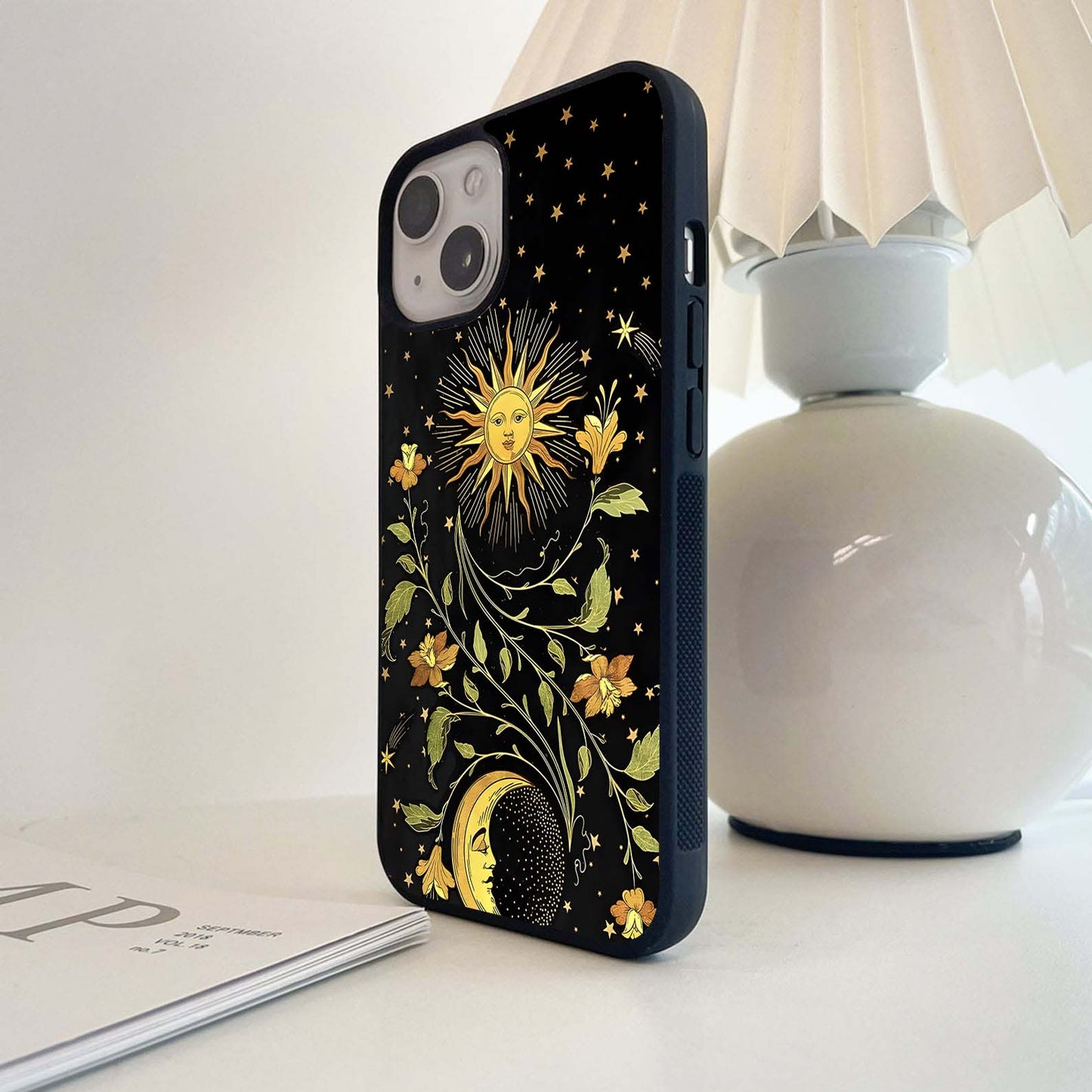 Yellow Astrology Pattern Glass Case