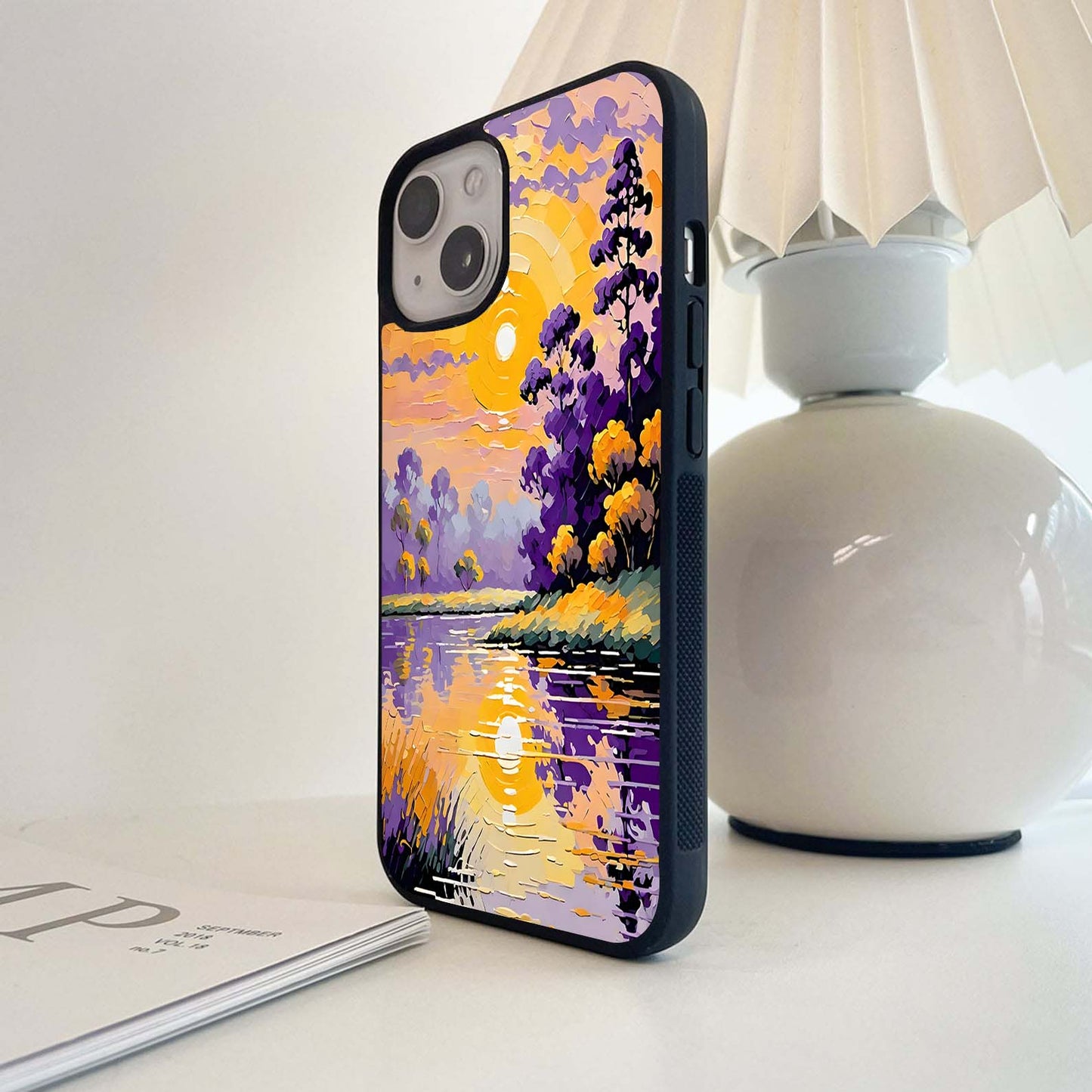 Sunset Painting Landscape Glass Case