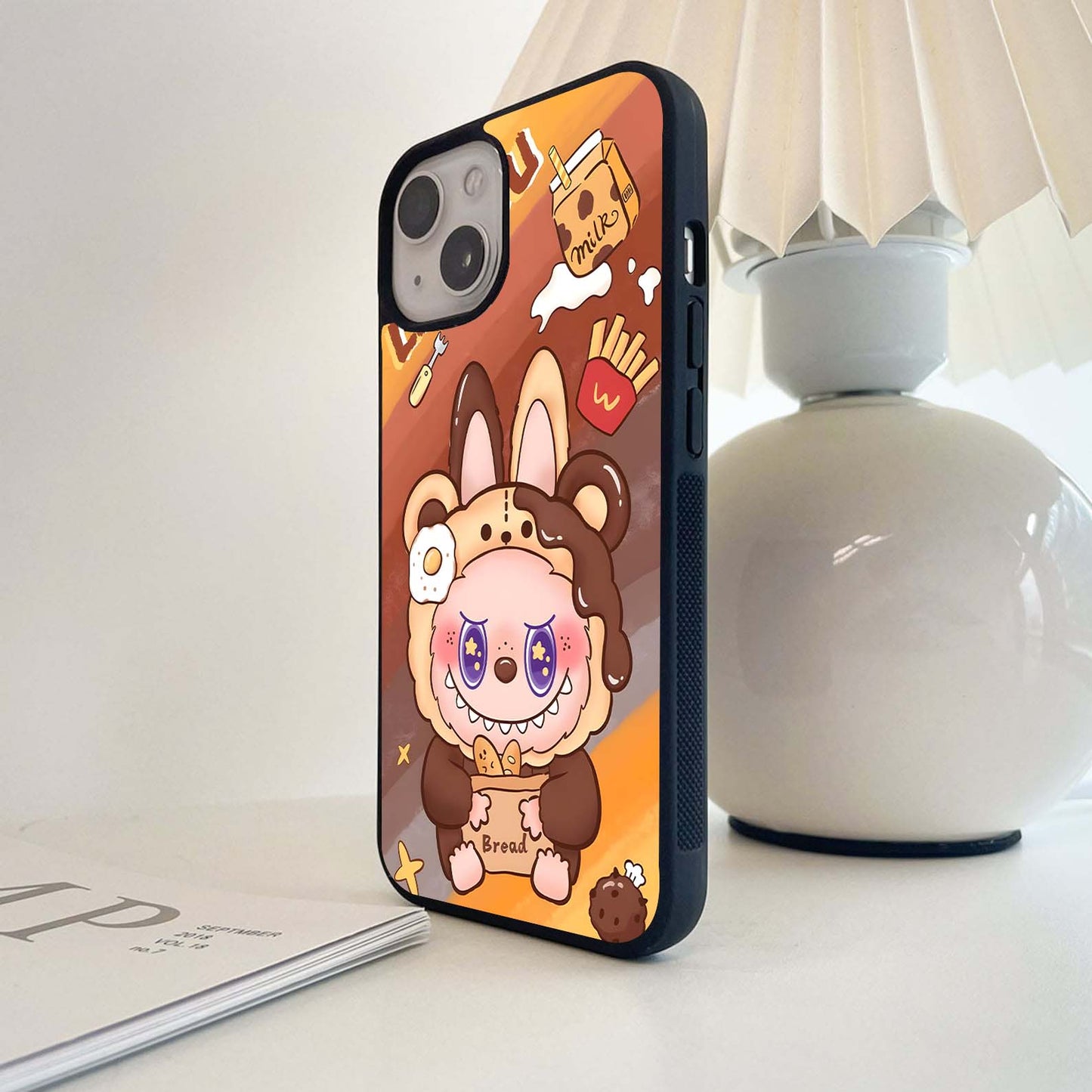 Labubu with Bread Glass Case