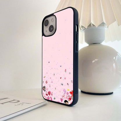 Pink Doodles & Charms Glass Case