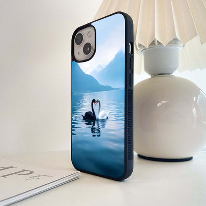 Swan Love Lake Glass Case