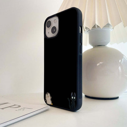 Wide-Eyed Black Cat Glass Case