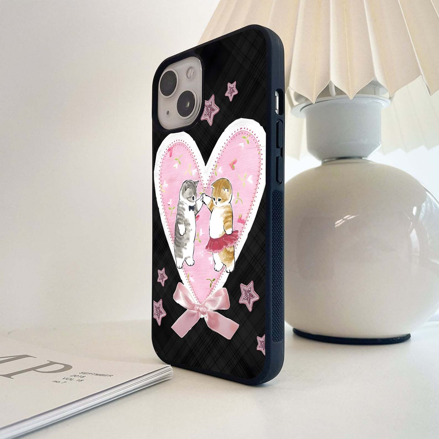 Cat Under Heart Glass Case