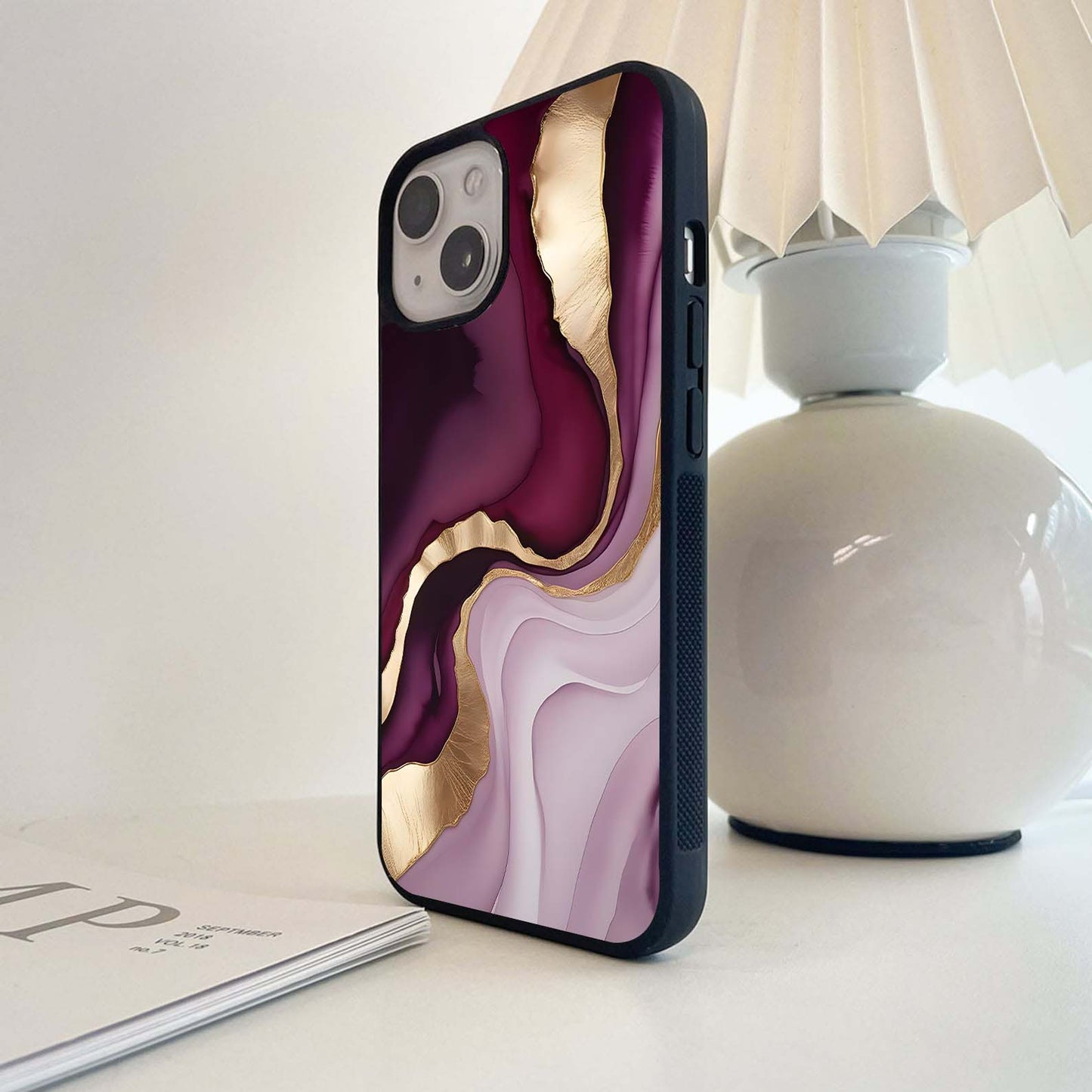 Royal Plum Marble Glass Case
