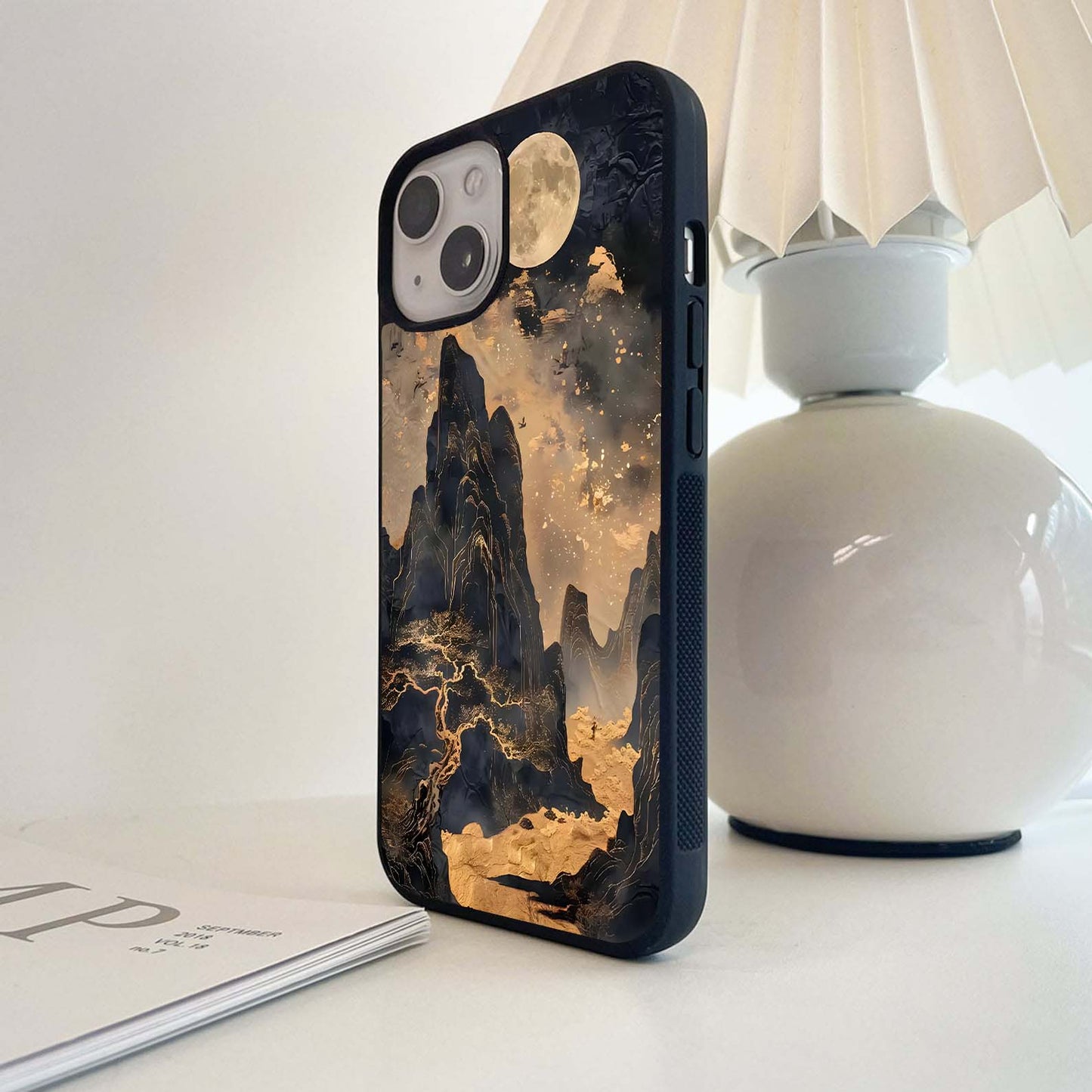 Majestic Golden Mountains Glass Case