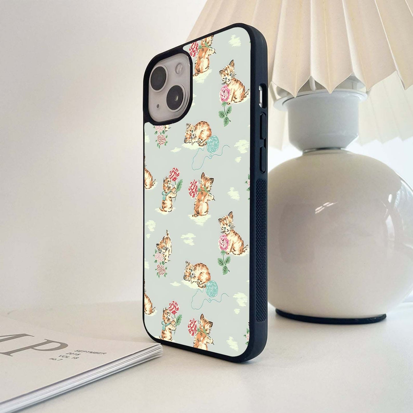Cats Pattern With Rose Glass Case