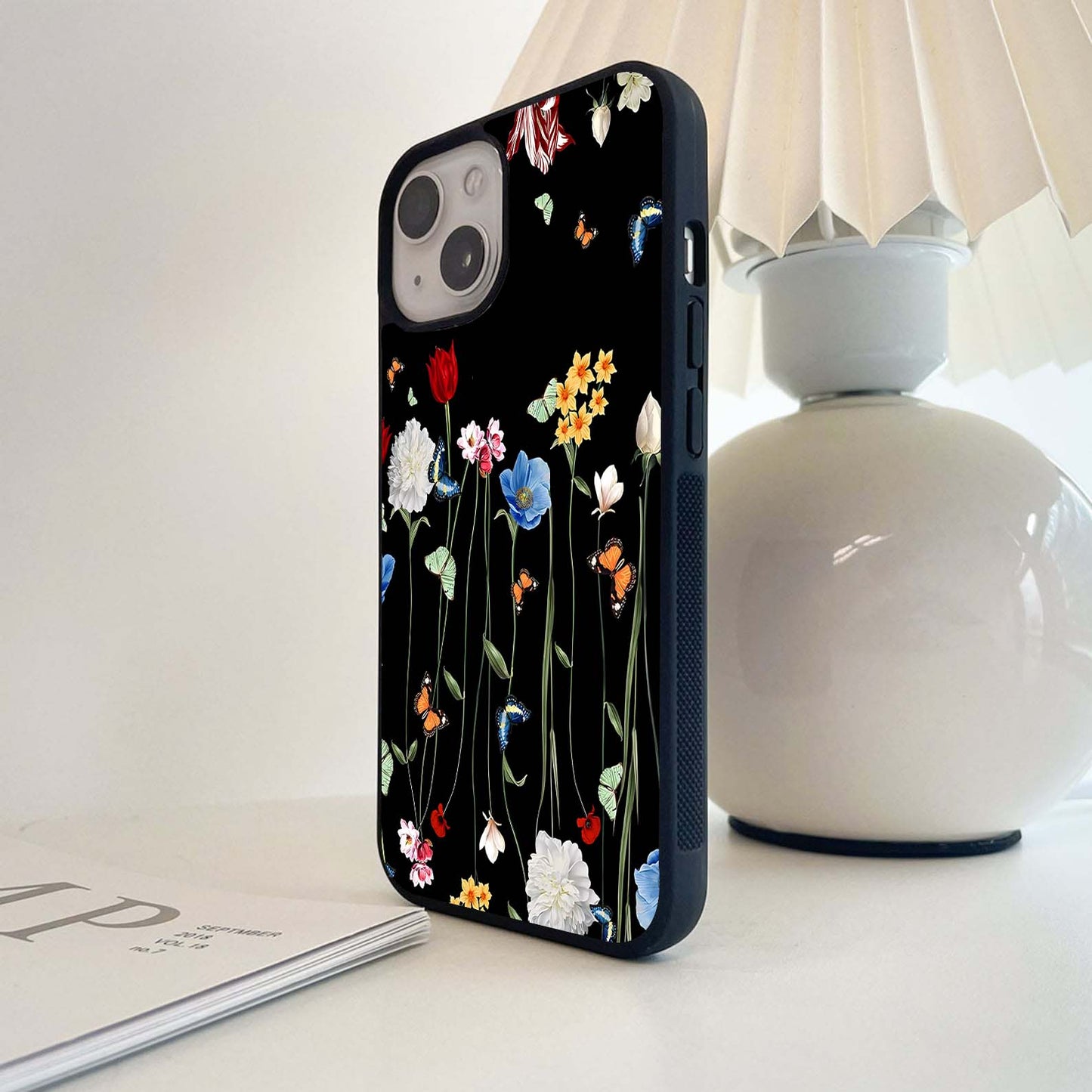 Butterflies & Blooms Glass Case