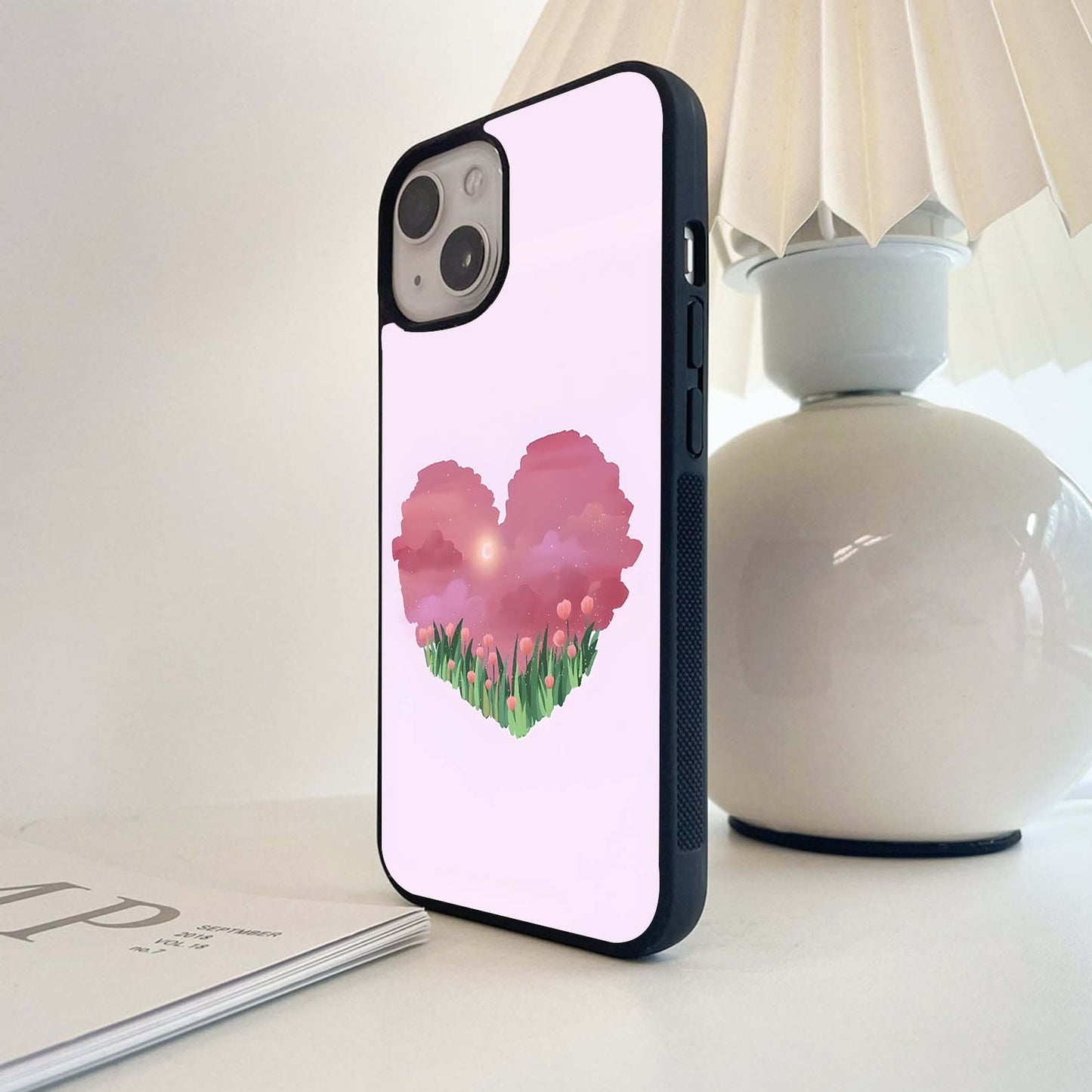 Tulip Under Heart Glass Case