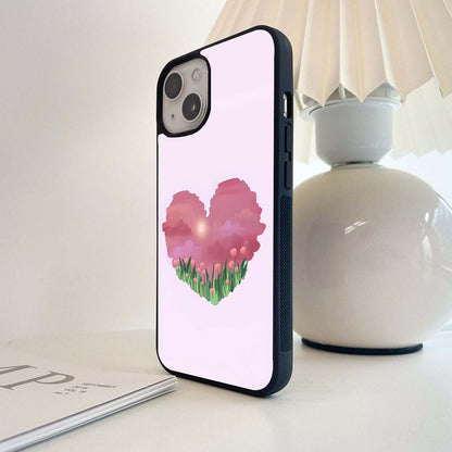 Tulip Under Heart Glass Case