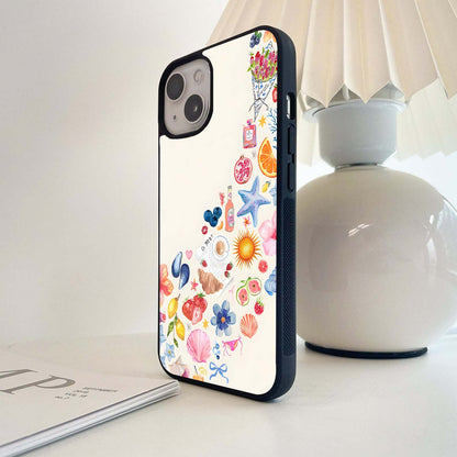 Aesthetic Colorful Doodles Glass Case