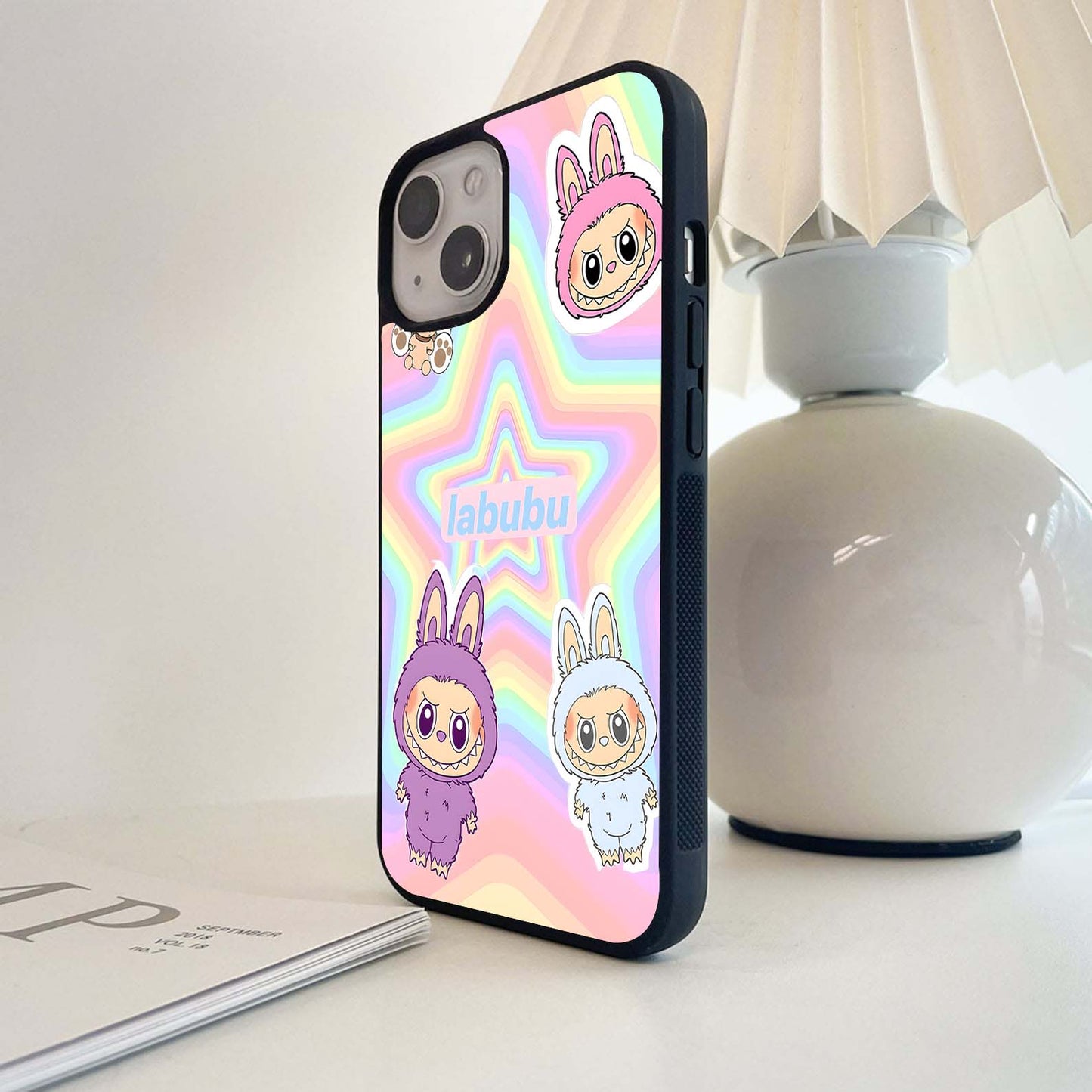 Colorfull Stary Labubu Glass Case