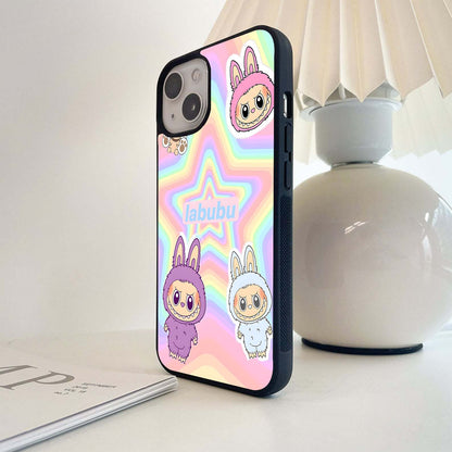 Colorfull Stary Labubu Glass Case