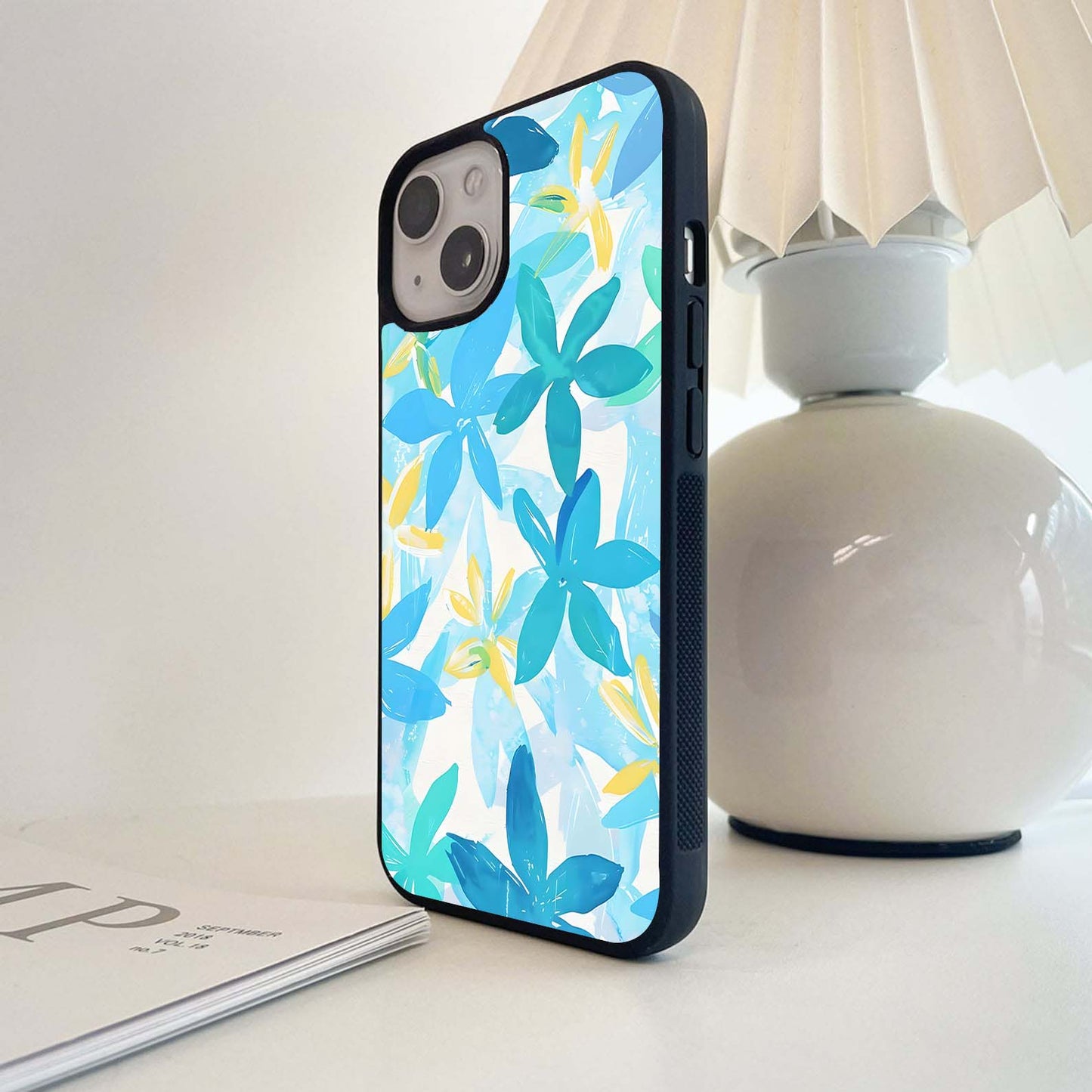 Aqua Petal Splash Glass Case