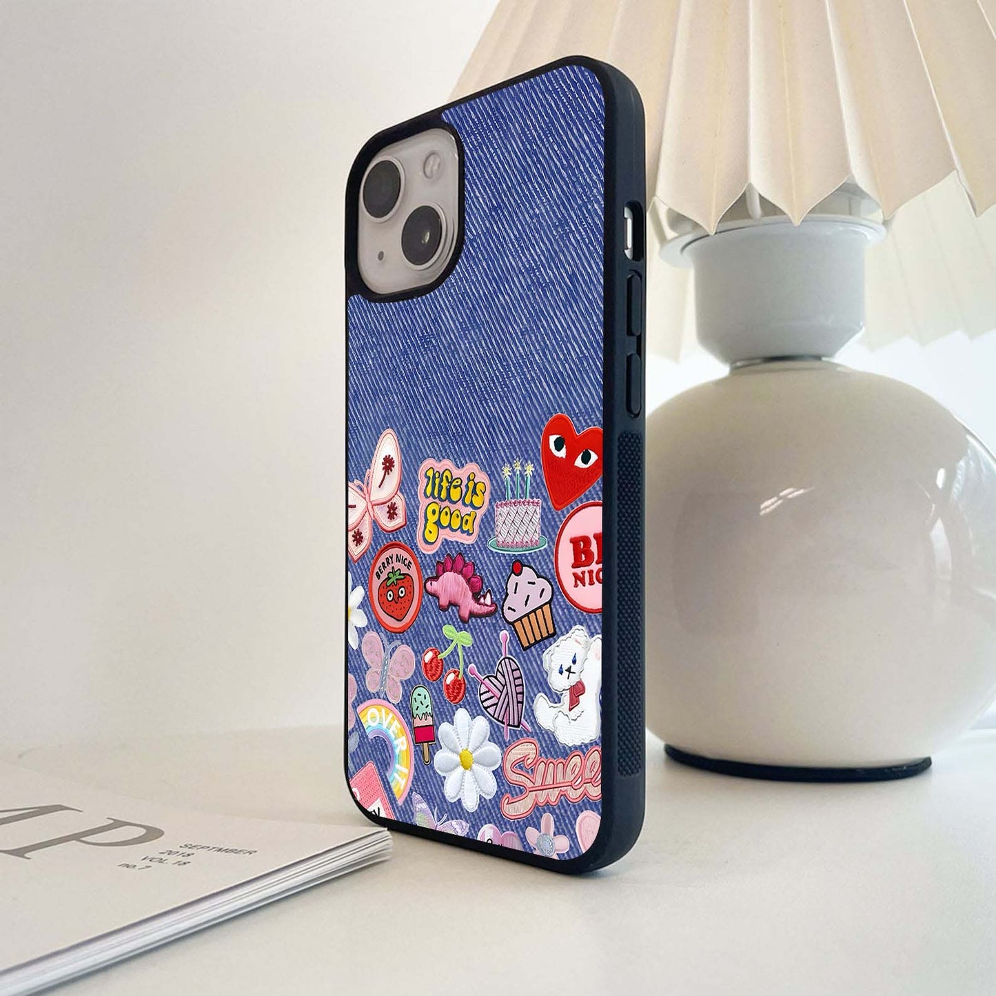 Denim Patch Delight Glass Case