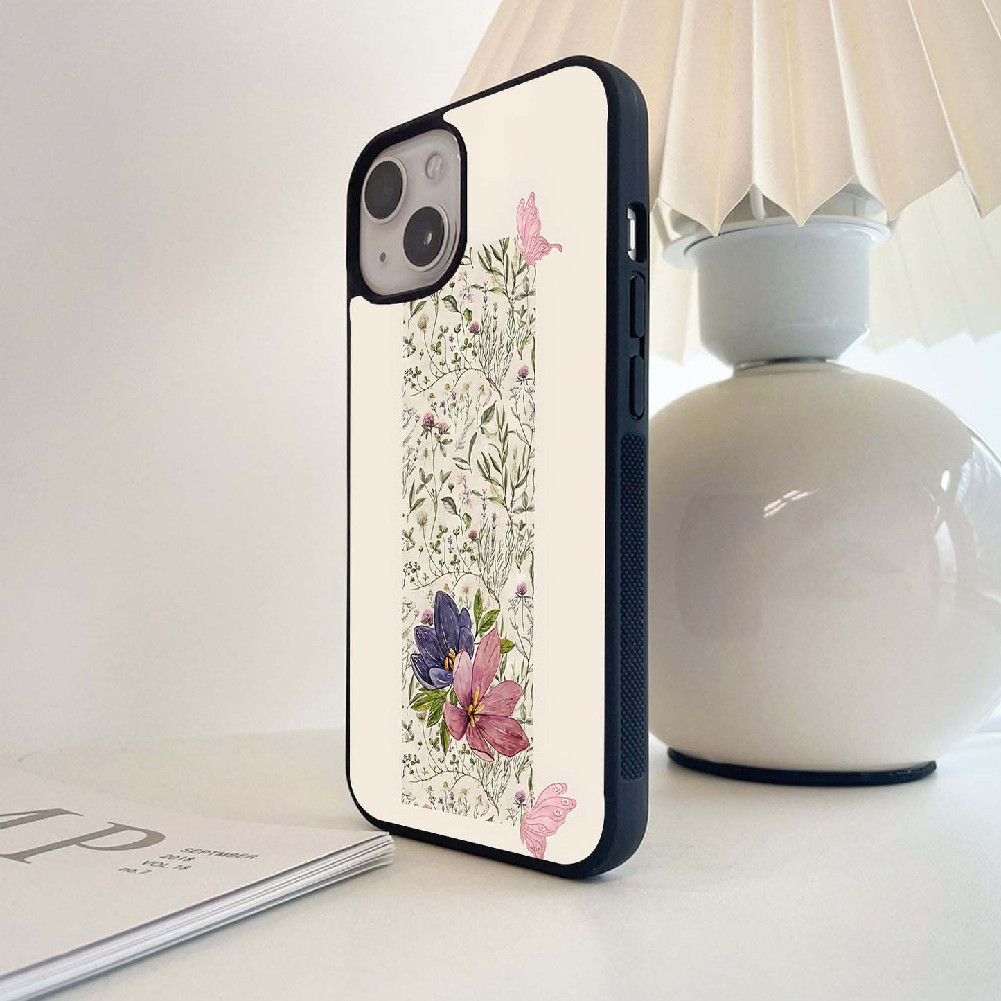 Botanical with Butterflies Glass Case