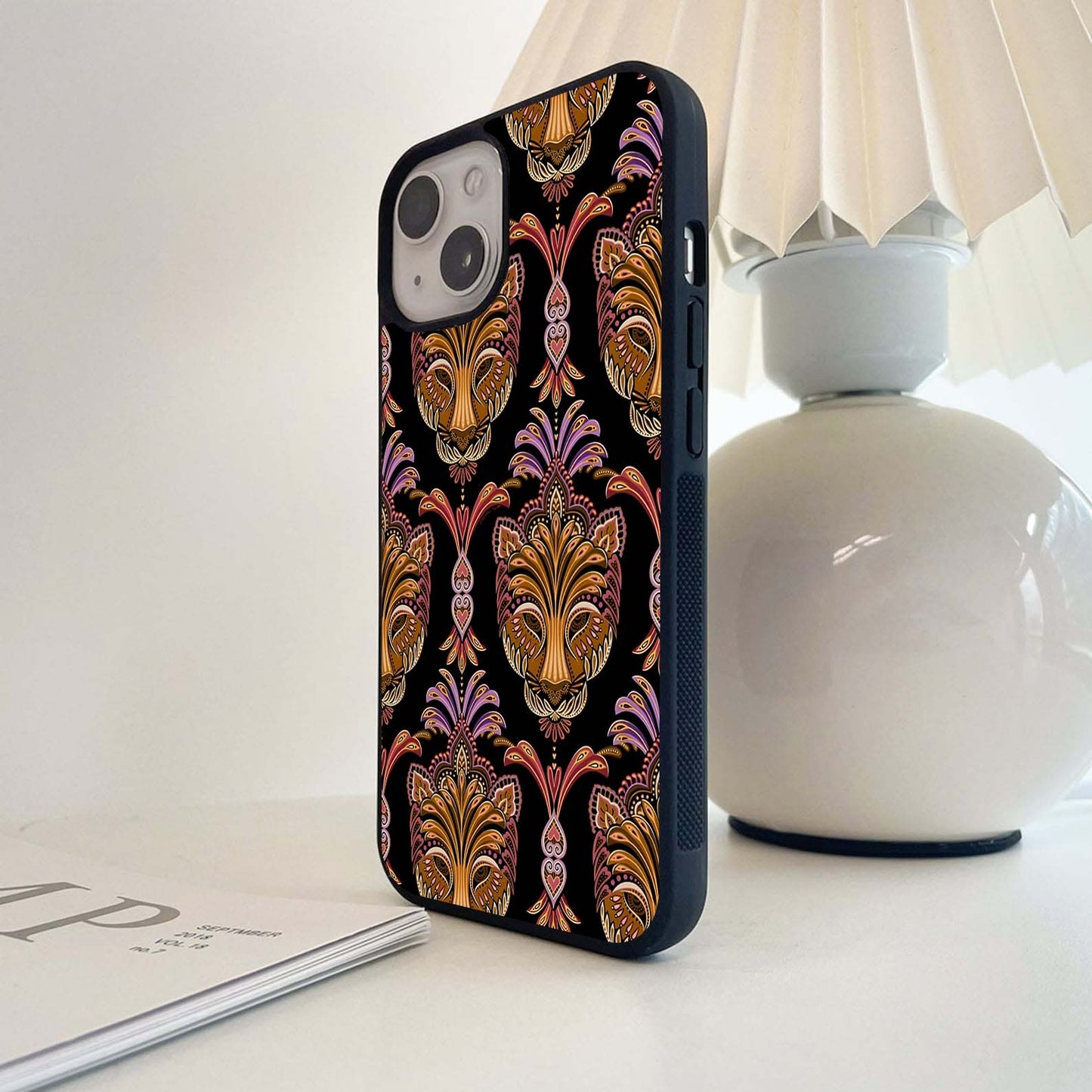 Regal Lion Pattern Glass Case