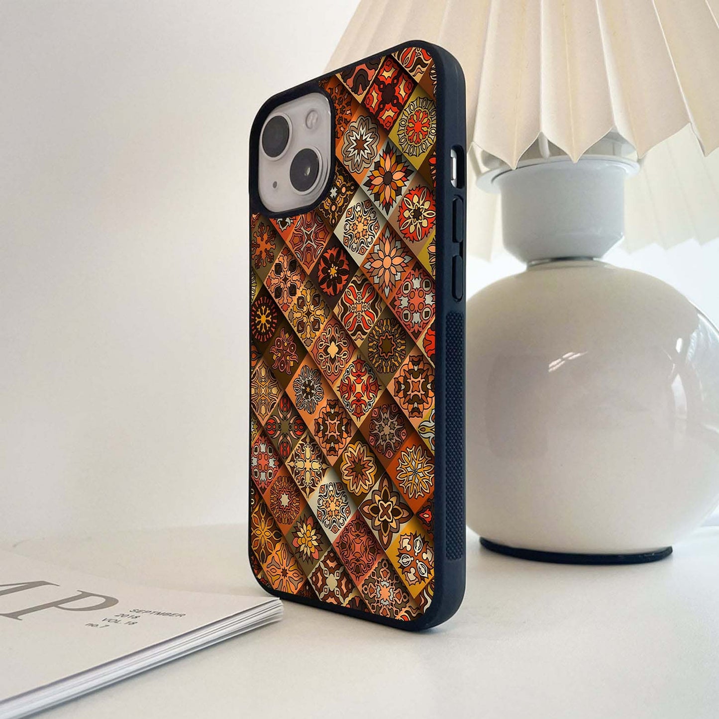 Orange Decorative Tiles Glass Case