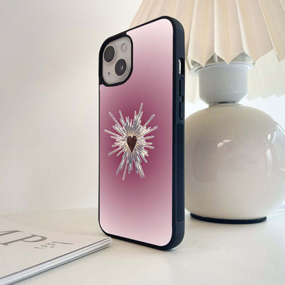 Radiant Heart with Rays Glass Case