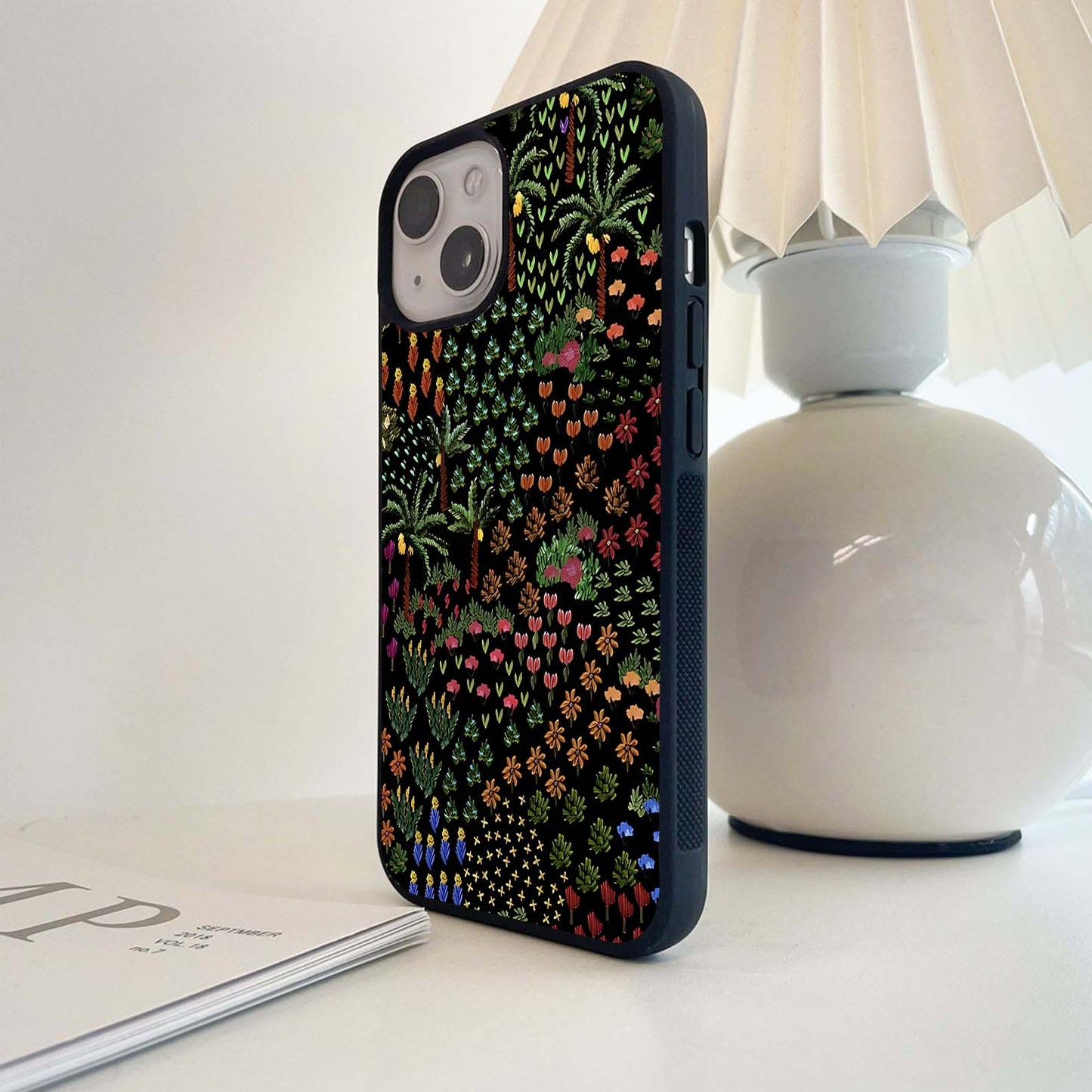 Dense botanical pattern Glass Case