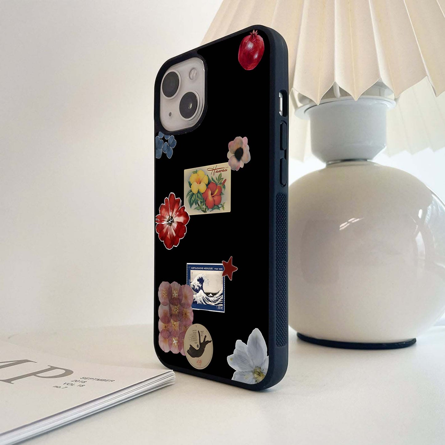 Retro Island Stamps Glass Case