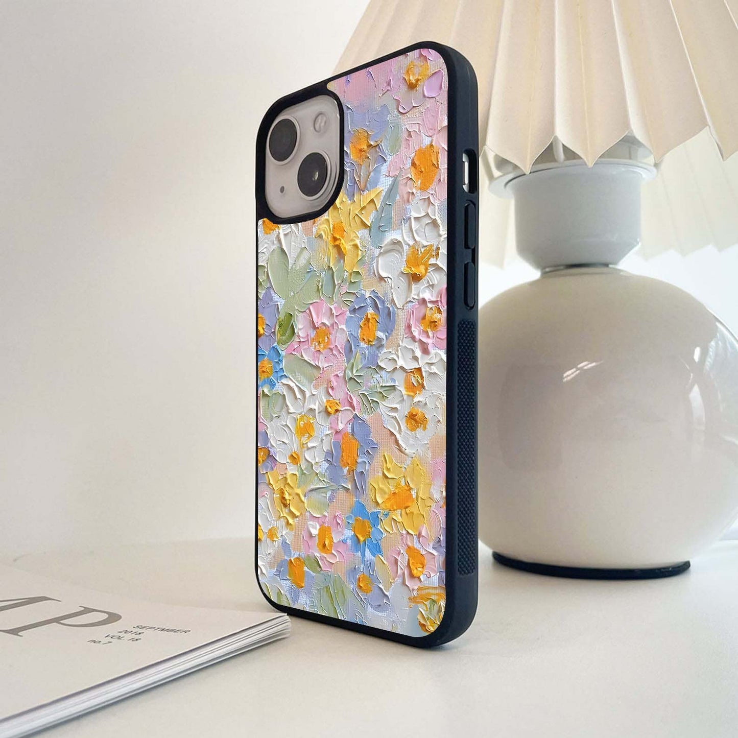 Floral impasto Art Glass Case