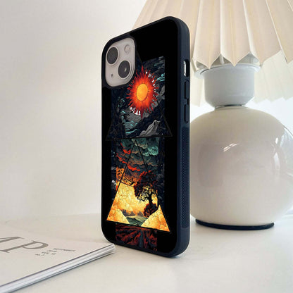 Scenery Under Triangle Glass Case