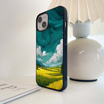 Yellow Van Gogh Style Glass Case