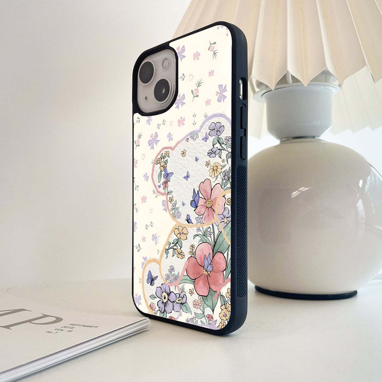 Floral Pooh Bear Glass Case