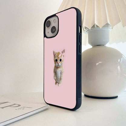 Innocent Cat With Pink Background Glass Case