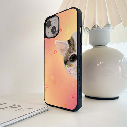 Cute Hidden Cat Glass Case