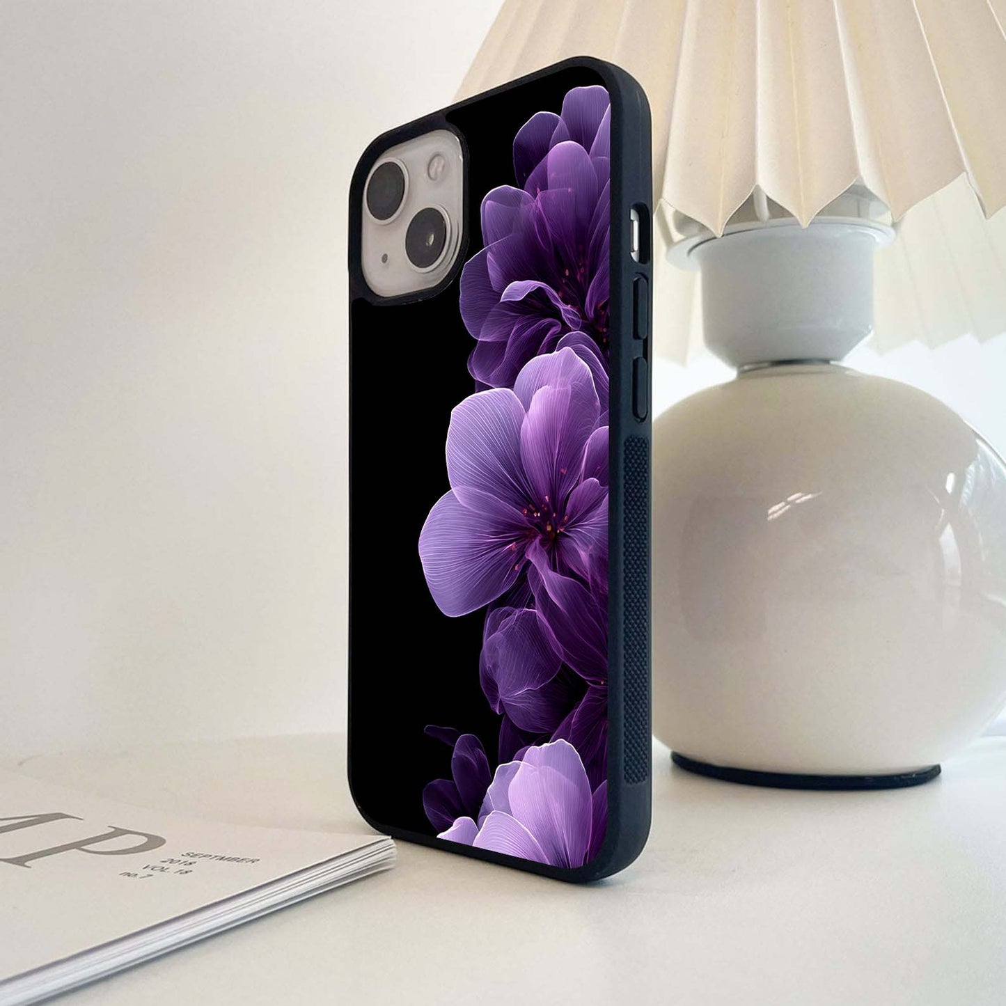Purple Flower Glow Glass Case