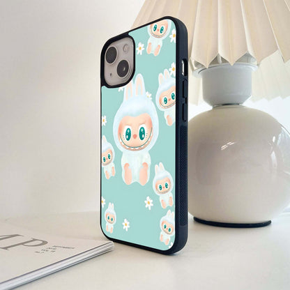 White Cute Labubu Glass Case